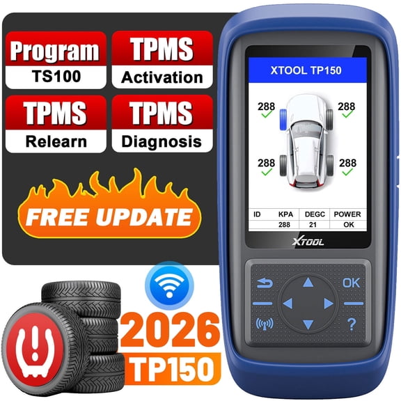 XTOOL TP150 TPMS Programming Tool Universal TPMS Relearn/Reset/Activate Tool (315/433MHz), Tire Sensor Programmer for XTOOL TS100 Only, Tire Pressure Monitoring System Diagnostic Tool