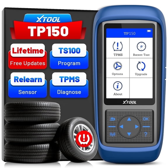 XTOOL TP150 TPMS Programming Tool Universal TPMS Relearn/Reset/Activate Tool (315/433MHz), Tire Sensor Programmer for XTOOL TS100 Only, Tire Pressure Monitoring System Diagnostic Tool