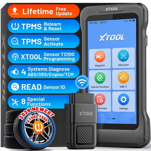 XTOOL TP300 TPMS Relearn Tool Universal Tire Pressure Sensor Pr0gramming Tool, 4 System OBD2 Scanner Diagnostic Tool, 8 Resets, Free Update