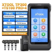 XTOOL TP300 TPMS Relearn Tool Tire Pressure Sensor Pr0gramming Tool + 4PC TS100 Sensors, 4 System OBD2 Scanner Diagnostic Tool, 8 Resets, Free Update