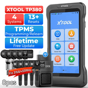 XTOOL TP380 TPMS Relearn Tool Tire Pressure Sensor Pr0gramming Tool, OBD2 Scanner Diagnostic Tool, 13 Resets, Free Update, with TS100 Sensors*8