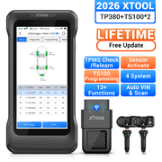 XTOOL TP380 Tire Pr0gramming Tool Universal TPMS Relearn Reset Activate Tool with TS100 Sensors*2, OBD2 Scanner Diagnostic Tool, 13 Resets, Free Update