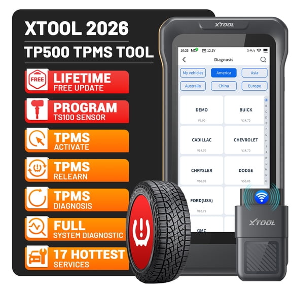 XTOOL TP500 TPMS Relearn Tool Universal Tire Pressure Sensor Pr0gramming Tool, Full System OBD2 Scanner Diagnostic Tool, 17 Resets, Free Update