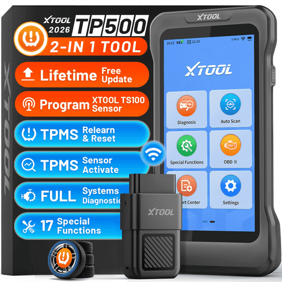 XTOOL TP500 TPMS Relearn Tool Tire Pressure Sensor Pr0gramming Tool, Full System OBD2 Scanner Diagnostic Tool, 17 Resets, Free Update