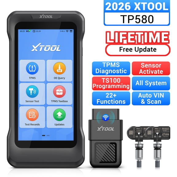 XTOOL TP580 + 2PC TS100 Sensors TPMS Relearn Tool Tire Pressure Sensor Pr0gramming Tool, OBD2 Scanner Diagnostic Tool, 22 Resets, Free Update