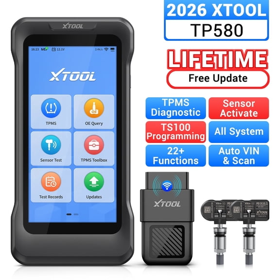 XTOOL TP580 + 2PC TS100 Sensors TPMS Relearn Tool Tire Pressure Sensor Pr0gramming Tool, OBD2 Scanner Diagnostic Tool, 22 Resets, Free Update