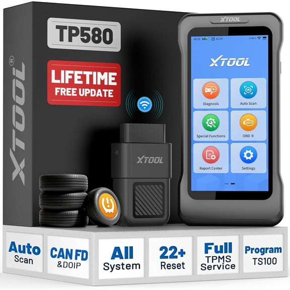 XTOOL TP580 TPMS Relearn Tool Universal Tire Pressure Sensor Pr0gramming Tool, Full System OBD2 Scanner Diagnostic Tool, 22 Resets, Free Update