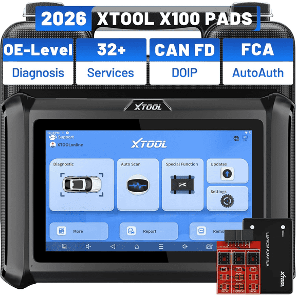 XTOOL X100 Pads Automotive AI-Assisted OBD2 Scanner Diagnostic Tool Key Fob Programmer with EEPROM Adapter Immobilizer, 32 Services