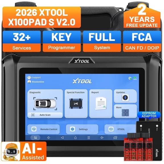 XTOOL X100 PADS Key Fob Programmer OBD2 Scanner, 2026 AI-Assisted Full-System Car Diagnostic Tool, 32+ Services, IMMO, EEPROM, FCA, 2-Year Free Updates