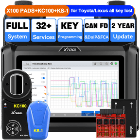 XTOOL X100 PAD S Auto Key Programmer AI-Assisted Full System OBD2 Scanner 32+ Reset Functions IMMO EEPROM Adapter KC100 KS-1