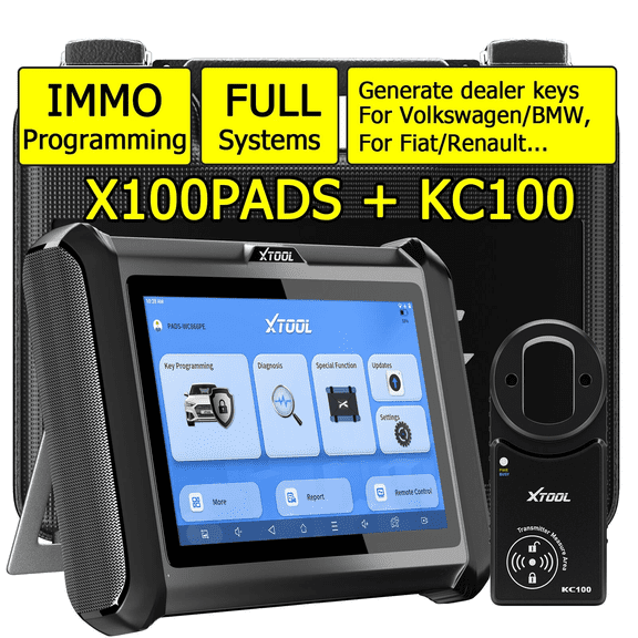 XTOOL X100 PAD S + KC100 Auto Key Fob Programmer AI-Assisted Full System OBD2 Scanner 32+ Reset Functions IMMO EEPROM Adapter