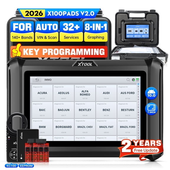 XTOOL X100 PAD S + KC100 Auto Key Fob Programmer AI-Assisted Full System OBD2 Scanner 32+ Reset Functions IMMO EEPROM Adapter
