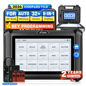XTOOL X100PADS + KC100 Auto Key Fob Programmer AI-Assisted Full System OBD2 Scanner 32+ Reset Functions IMMO EEPROM Adapter, 2 Years Free Update