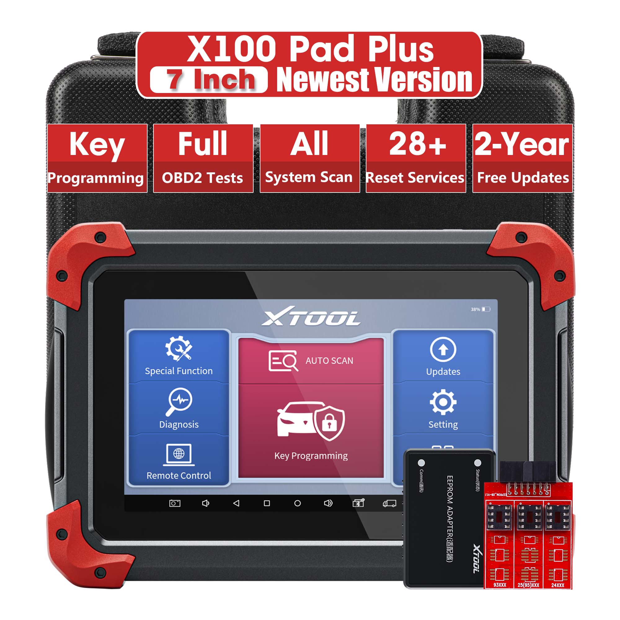 XTOOL X100 Pad Plus Automotive Key Fob Programmer, All System Diagnostic Scan Tool, 28 Services