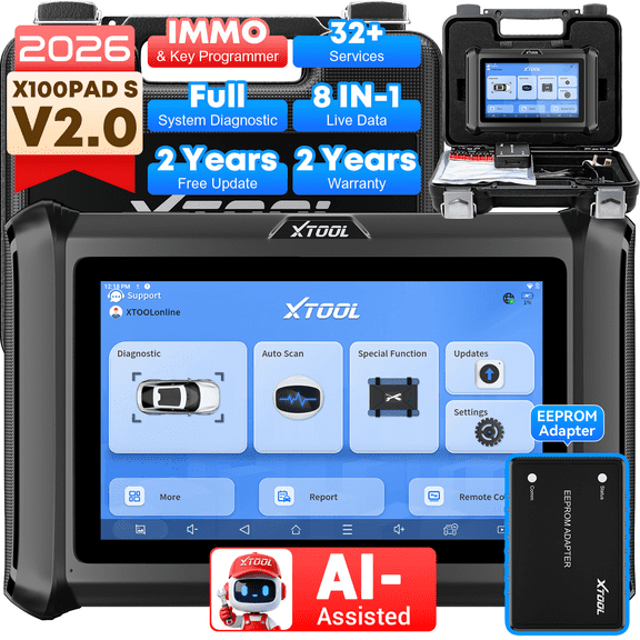 XTOOL X100 Pads Automotive Key Fob Programmer, All System OBD2 Scanner Diagnostic Scan Tool, 32 Services