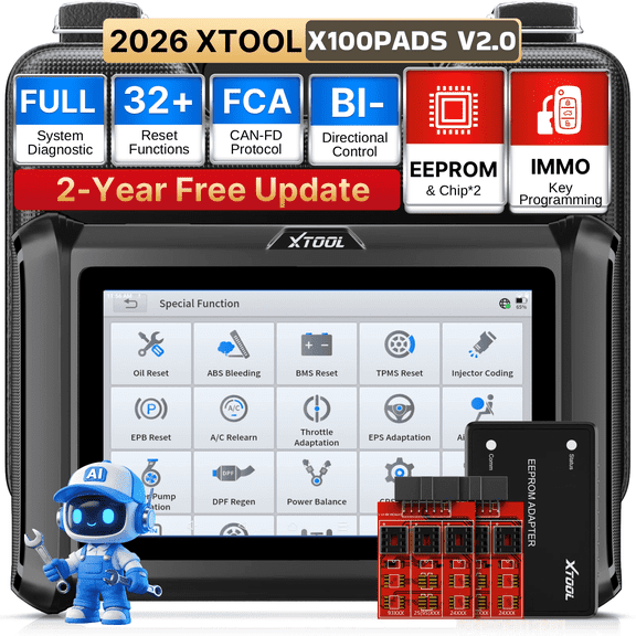 XTOOL X100 Pads Automotive Key Fob Programmer, All System OBD2 Scanner Diagnostic Scan Tool, 32 Services