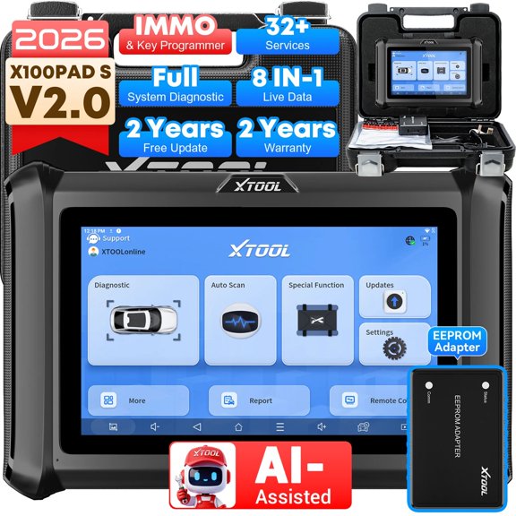 XTOOL X100 Pads Automotive Key Fob Programmer, All System OBD2 Scanner Diagnostic Scan Tool, 32 Services