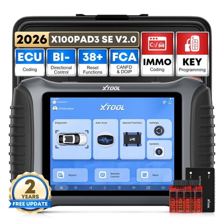 XTOOL X100PAD3 SE V2.0 Key Fob Programmer All System OBD2 Scanner Bi-Directional Scan Tool 38 Services IMMO 2-Year Free Update