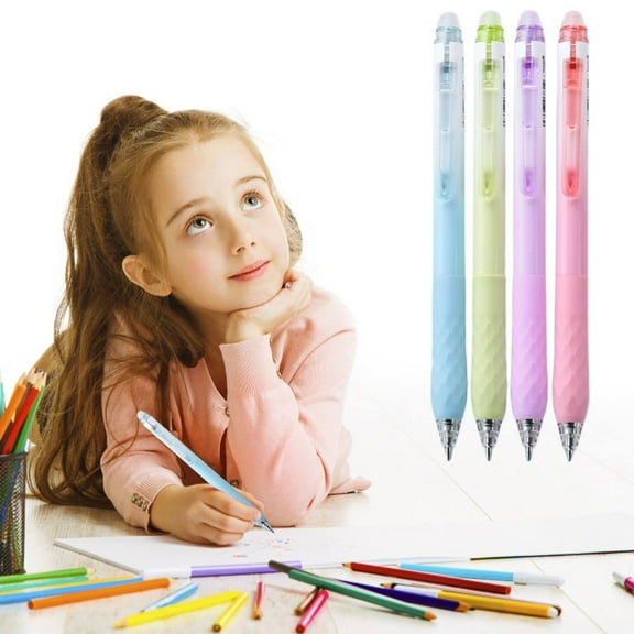 XTORKIT 2ml 4Pcs Point Erasable Gel Pens, Erasable Pens for Writing Drawing Crossword Puzzles, 0.5mm Retractable Black And Blue Ink Pen Smooth Writhing Comfortable