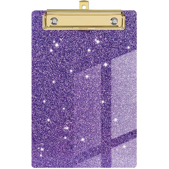 XTORKIT Glitter Clipboard,Clip Board,Fashion Glitter Clip Board with Low Profile Gold Clip,Designed for Classroom School and Office Use,Size 4 X 6,Office Supplies,Purple