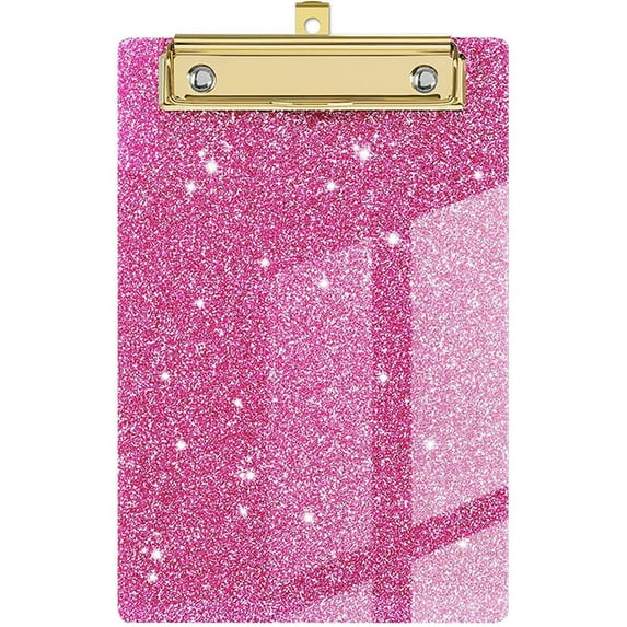 XTORKIT Glitter Clipboard,Clip Board,Fashion Glitter Clip Board with Low Profile Gold Clip,Designed for Classroom School and Office Use,Size 4 X 6,Office Supplies,Pink