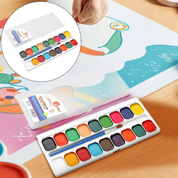 XTORKIT Watercolor Paint Set, Water Colors Paint Adult Set, 18 Washable Water Color Paints in Palette Tray and Painting Brush, Arts & Craft Supply for Parties, s, and Art Lessons