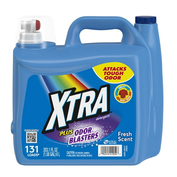 XTRA Laundry Detergent Liquid Plus Odor Blasters, 131 Loads, 203.1 Fl Oz
