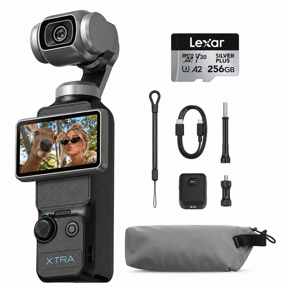 XTRA MUSE Pocket Gimbal Camera Combo, 1-Inch CMOS, 4K 120fps, 3-Axis Mechanical Stabilization, 10-Bit X-Log, Master Follow, 2-Inch Touchscreen, Vertical Vlogging Camera