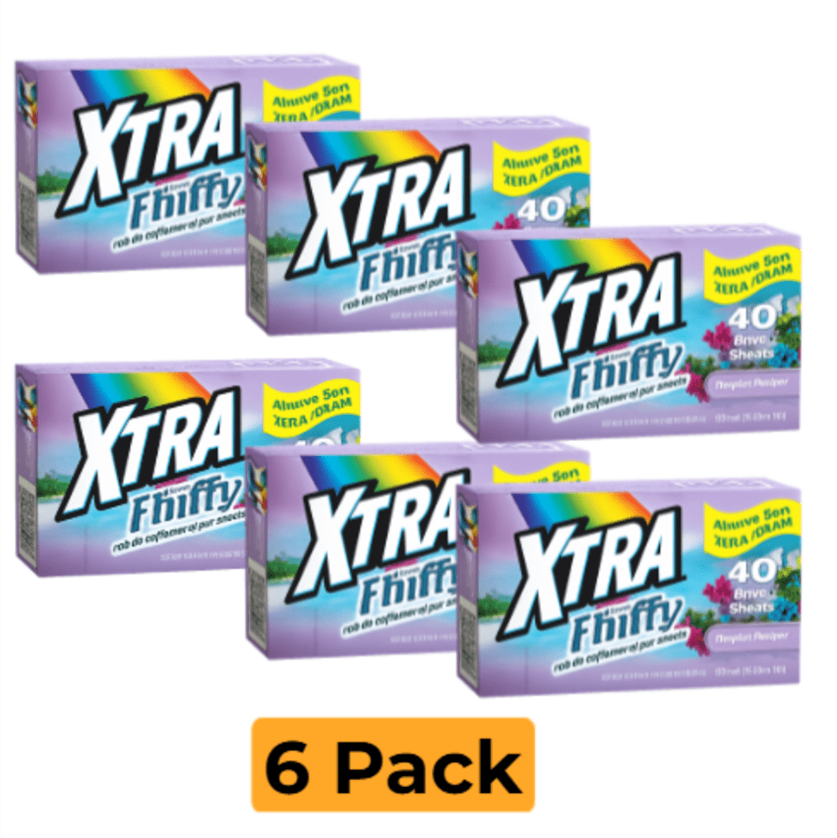 XTRA Nice'N Fluffy 40-Count Tropical Passion Fabric Softener Dryer Sheets - 6 Pack