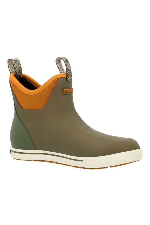 Adult Male Camp Fleece Lined 6in Ankle Deck Boots, Color: Dark Olive/Spice, Size: 14 (XMADBC30-14)