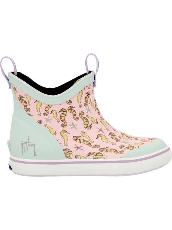 Big Kids Ankle Deck Boot Guy Harvey, Pink Seahorse, Size 5(M)