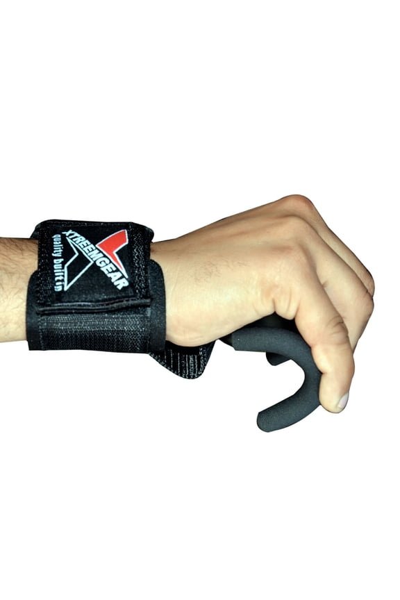 WEIGHT LIFTING DOUBLE HOOK WITH PADDED WRIST STRAP SUPPORT