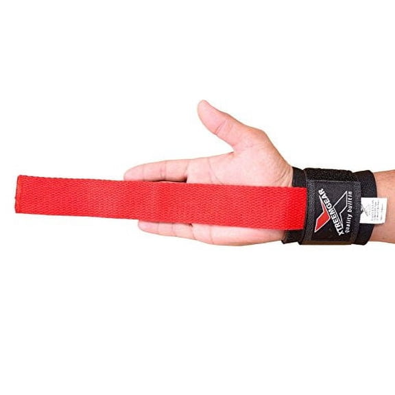 XTREEMGEAR WEIGHTLIFTING BAR STRAPS WRIST SUPPORT WRAP BANDAGE NEOPRENE PAD (Red)