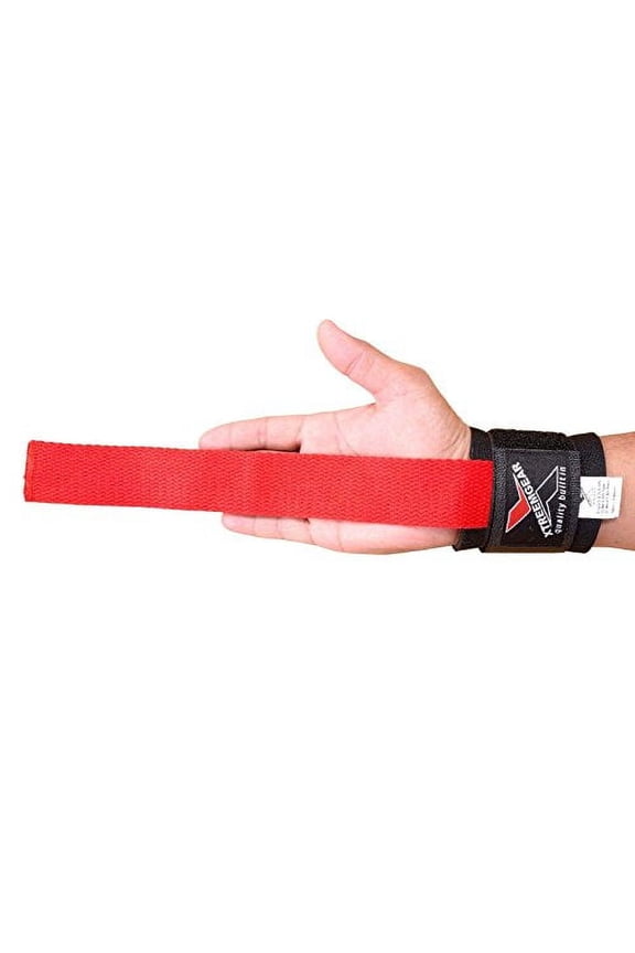 WEIGHTLIFTING BAR STRAPS WRIST SUPPORT WRAP BANDAGE NEOPRENE PAD (Red)