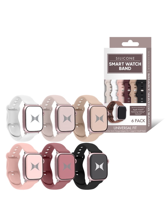 Xtreme Universal Silicone Smart Watch Bands for Apple, Samsung and Garmin, 6 Pack