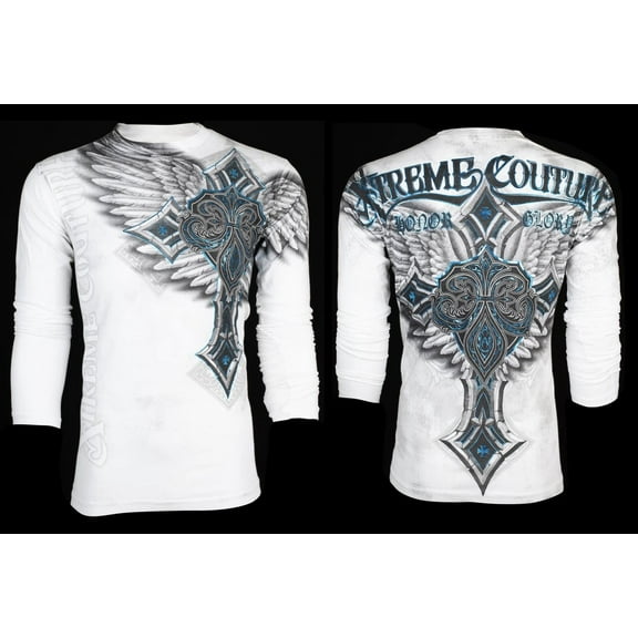 XTREME COUTURE Men's Long Sleeve LAST BLOW Crewneck T-Shirt