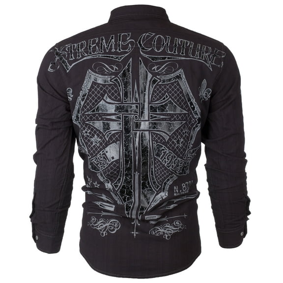 XTREME COUTURE Men's Long Sleeve Rattle Button Down Shirt