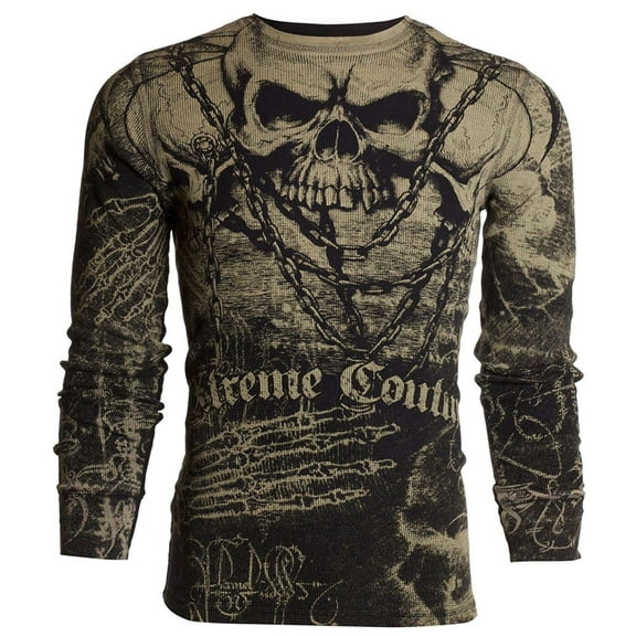 XTREME COUTURE Mens Long Sleeve KILLER Crewneck T-Shirt (Black/Tan)