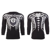 XTREME COUTURE Mens Long Sleeve VERTEBRAE Crewneck THERMAL T-Shirt Black