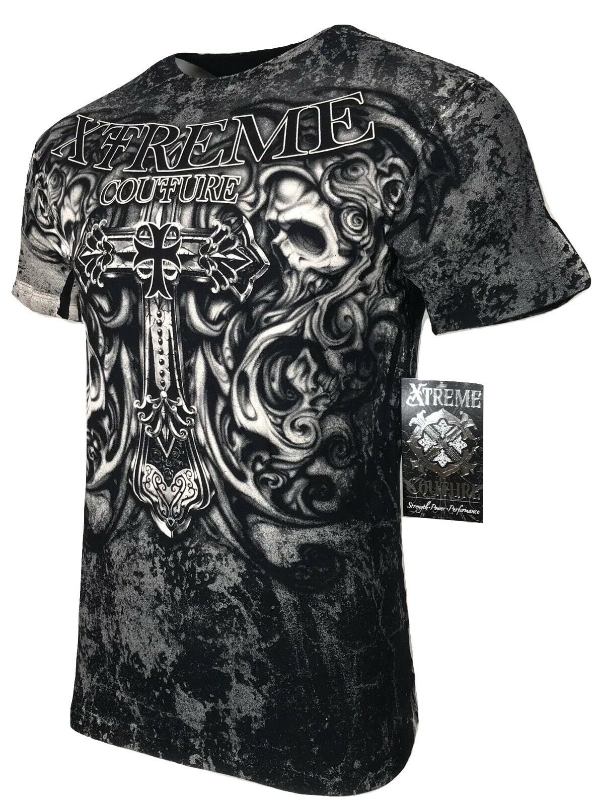 Xtreme Couture AFFLICTIONスタイル Y2K Ｔシャツ Xtreme Couture Affliction Style Mans Gray Graphic T-shirt Cyber