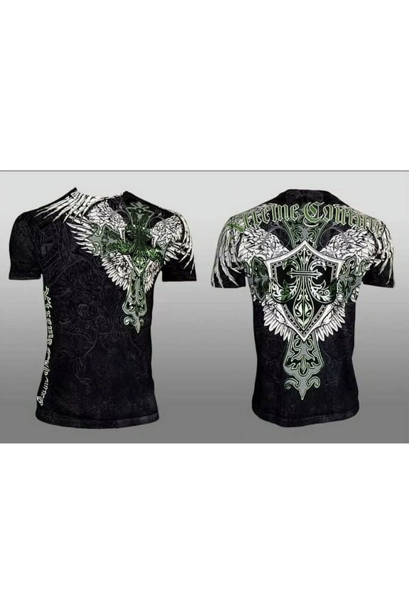 by AFFLICTION Men's T-Shirt LONG VIEW Biker WINGS MMA