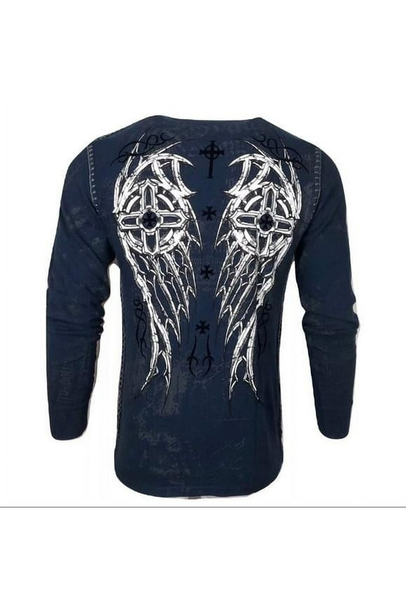 by AFFLICTION Men's T-shirt DARKER SIDE Thermal Biker MMA S-2X