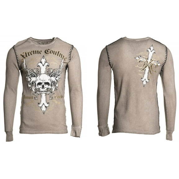 XTREME COUTURE by AFFLICTION Men's Thermal T-Shirt ANNUIT Biker MMA