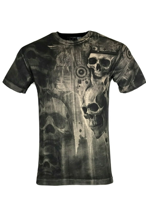 XTREME COUTURE by AFFLICTION Mens T-Shirt DEATHS GRIN Skulls Biker GYM S-4X