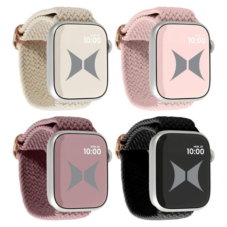 Xtreme Smart Watch Nylon Braided Elastic Band 4 Pack Large Size Breathable Adjustable 42 44 45 49 mm Black Starlight Nude Pink Smoke Violet. Compatible with Apple Watch Band Walmart