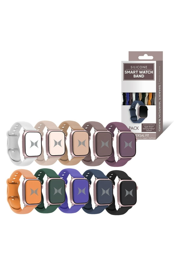 10-Pack Universal Silicone Smart Watch Bands - Adjustable Waterproof Straps for Apple, Samsung, Garmin (38mm/42mm)