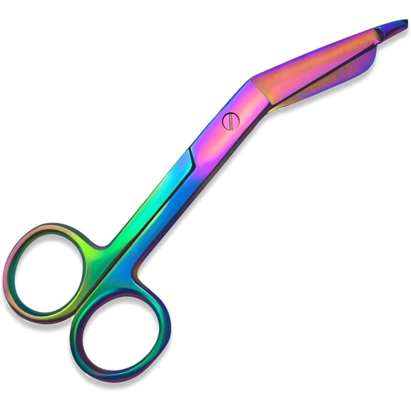 XTRM CRAFT Bandage, Castroviejo, & Iris Scissors, & Kelly, & Mosquito Forceps Rainbow - Stainless Steel, DIY Crafting Scissors and Forceps Multicolors (Bandage Scissors, 4.5 inches)