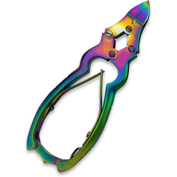 XTRM CRAFT Mycotic Toenail Nipper 6" Double Action Rainbow - Stainless Steel Multicolor Craft Clippers for Thick Nails and DIY Home Pedicure Maintenance