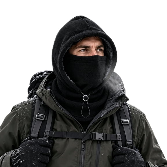 XTUADIQ 3-in-1 Fleece Balaclava Hood, Fleece Double Layer Integrated Hat