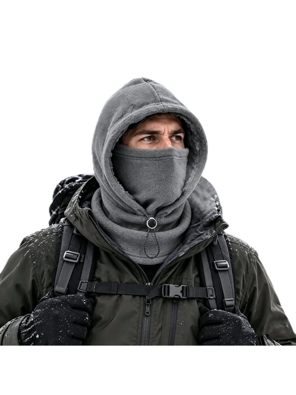 XTUADIQ 3-in-1 Fleece Balaclava Hood, Fleece Double Layer Integrated Hat